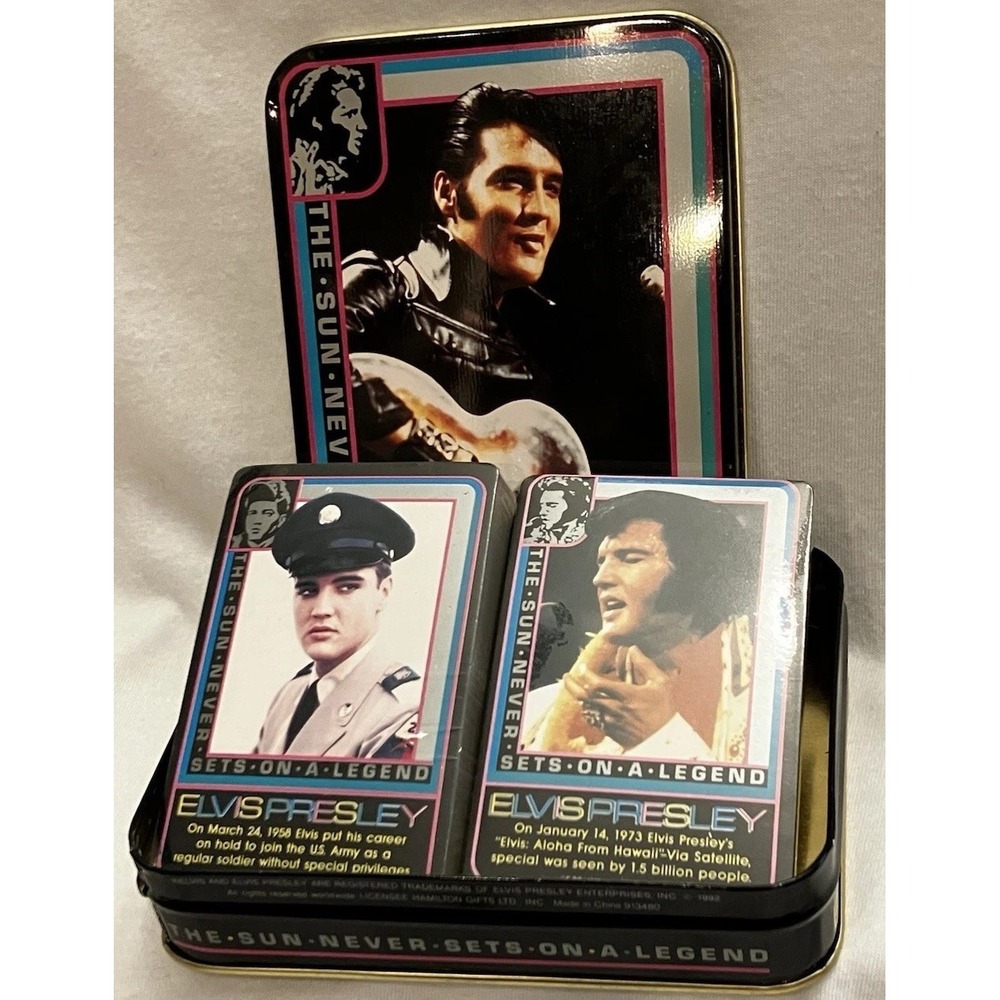 Elvis Presley The King Collector Tin & 2 Sets Unopened Vintage Playing Cards